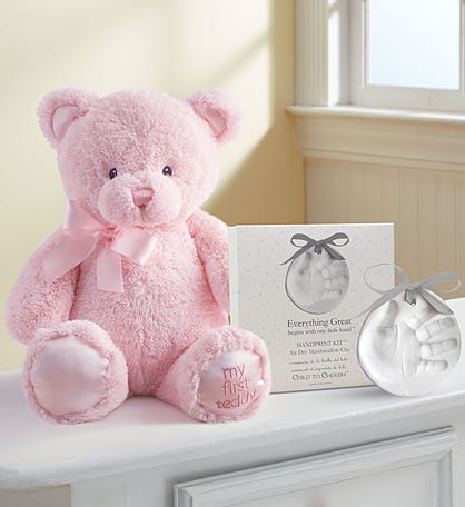 Pink My First Teddy by Gund® with Hand Print Kit